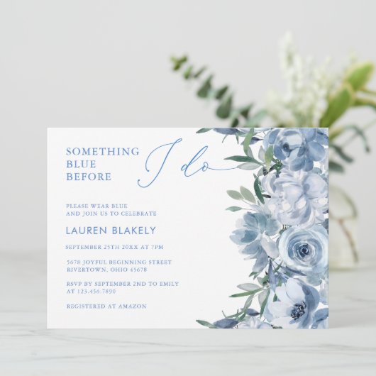 フローラエレガントダスティブルーブライダルシャワー 招待状 (スタンド正面)