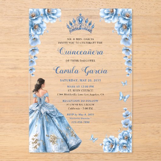 フローラエレガントダスティブループリンセスキンセアニラ アクリル招待状 (正面)