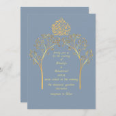 フローラエレガントダスティブルー結婚ムスリム 招待状 (正面/裏面)