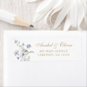 フローラエレガントダスティブルー金ゴールド差出人住所 ラベル (インサイチュ)