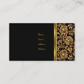 フローラエレガントダマスク金ゴールドルックブラックブロンズ 名刺 (裏面)