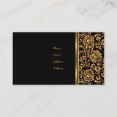 フローラエレガントダマスク金ゴールドルックブラックブロンズ 名刺 (裏面)