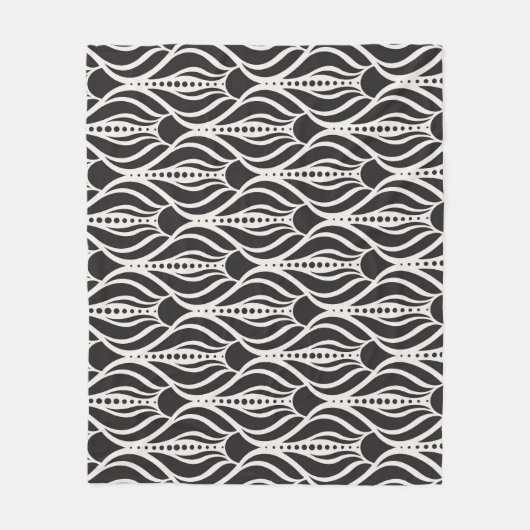 フローラエレガントダマスク、アールヌーボーシームレスパター フリースブランケット (正面)