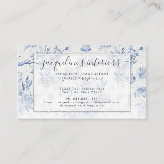 フローラエレガントチャイノアイセリーブルーホワイトウォーター 名刺 (裏面)