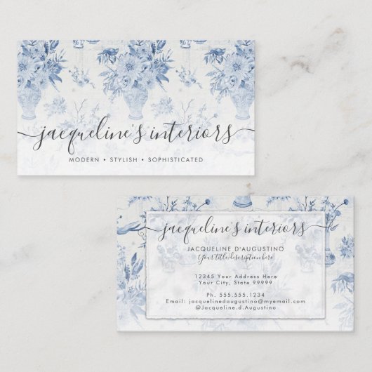 フローラエレガントチャイノアイセリーブルーホワイトウォーター 名刺 (正面/裏面)