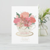 フローラエレガントティーカップティーパーティの招待状 招待状 (スタンド正面)