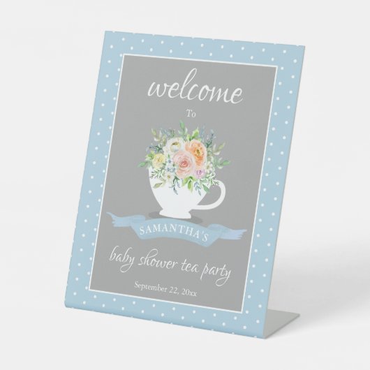 フローラエレガントティーカップベビーシャワーティーパーティー 台座サイン (正面)