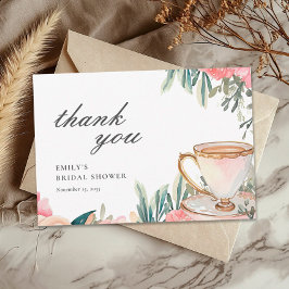 フローラエレガントティーパーティーブライダルシャワー サンキューカード