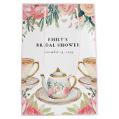 フローラエレガントティーパーティーブライダルシャワー ミディアムペーパーバッグ (裏面)