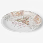 フローラエレガントティーパーティー誕生日 ペーパープレート (アングル)