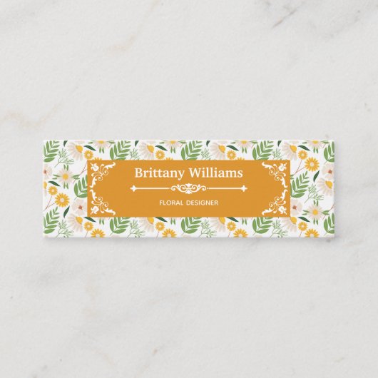 フローラエレガントデイジー植物園模様 スキニー名刺 (正面)