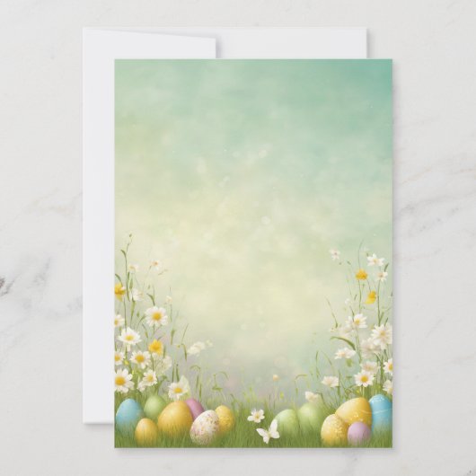 フローラエレガントデイジー水の色イースター 招待状 (裏面)