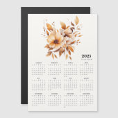 フローラエレガントデザインベージュ磁気カレンダー (正面/裏面)