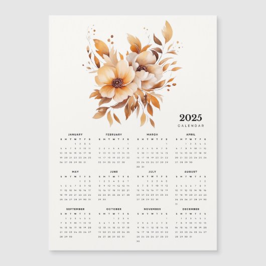 フローラエレガントデザインベージュ磁気カレンダー (正面)