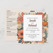 フローラエレガントデザイン、ソフトコーラル&セージアクセント 招待状 (正面/裏面)