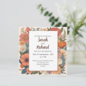 フローラエレガントデザイン、ソフトコーラル&セージアクセント 招待状 (スタンド正面)