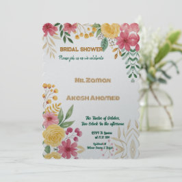 フローラエレガントデュアルネームBridal Shower招待状