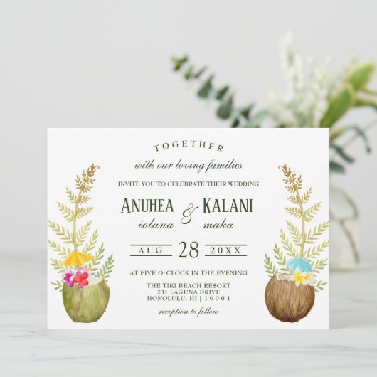 フローラエレガントトロピカルハワイビーチ結婚式 招待状 (スタンド正面)