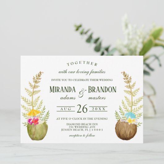 フローラエレガントトロピカルビーチハ結婚イーズ 招待状 (スタンド正面)