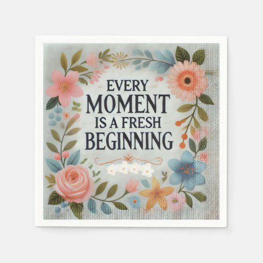 フローラエレガントナプキン – 美しい引用文アクセサリー スタンダードカクテルナプキン (正面)