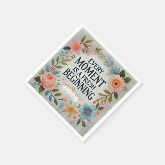 フローラエレガントナプキン – 美しい引用文アクセサリー スタンダードカクテルナプキン (角)