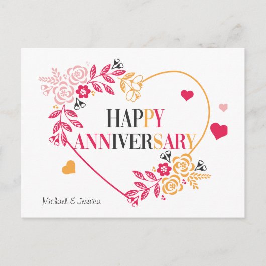 フローラエレガントハッピーアニバーサリーカード ポストカード (正面)