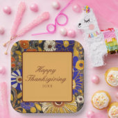 フローラエレガントハッピーサンクスギビング ペーパープレート (パーティー)