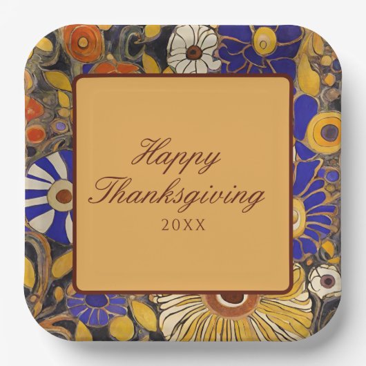 フローラエレガントハッピーサンクスギビング ペーパープレート (正面)