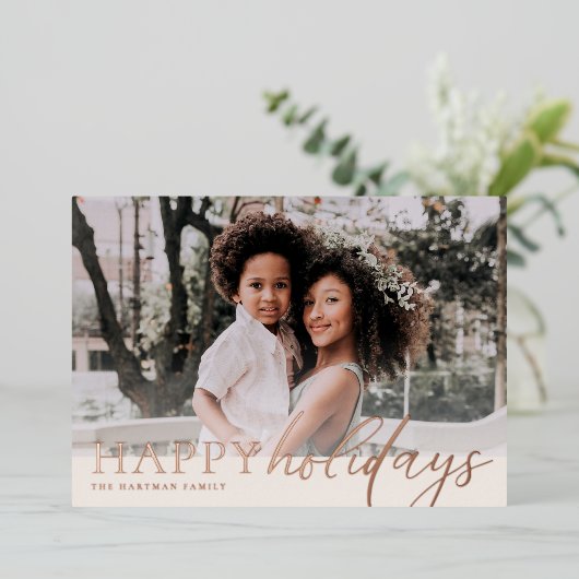 フローラエレガントハッピーホリデー写真 箔シーズンカード (立ち正面)