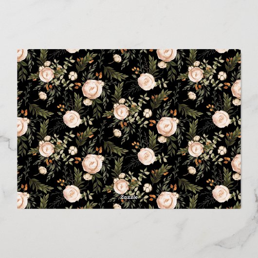 フローラエレガントハッピーホリデー写真 箔シーズンカード (裏面)