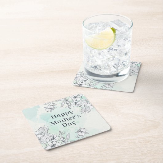 フローラエレガントハッピーマザーズデイ |コースター スクエアペーパーコースター (インサイチュ)