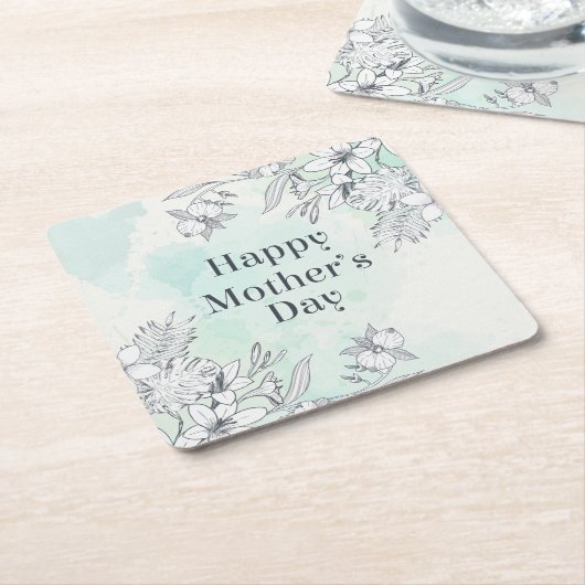 フローラエレガントハッピーマザーズデイ |コースター スクエアペーパーコースター (アングル)