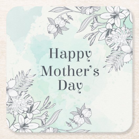 フローラエレガントハッピーマザーズデイ |コースター スクエアペーパーコースター (正面)