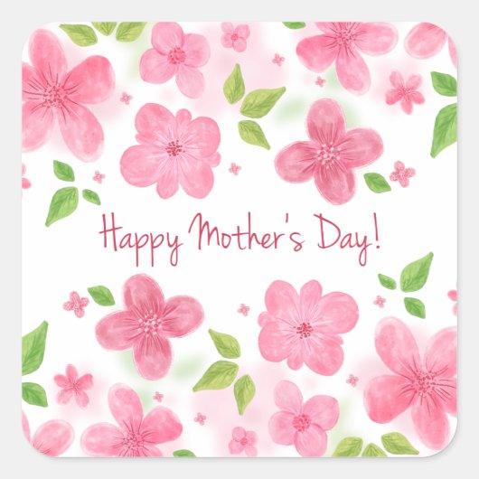フローラエレガントハッピーマザーズデイ |ステッカー スクエアシール (正面)
