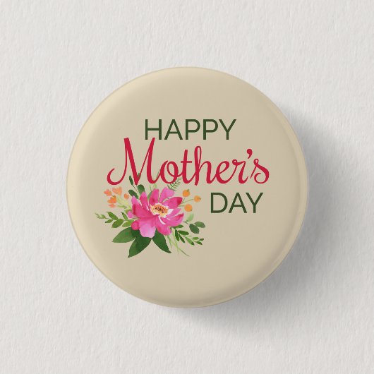 フローラエレガントハッピーマザーズデイ |ピンボタン 缶バッジ (正面)