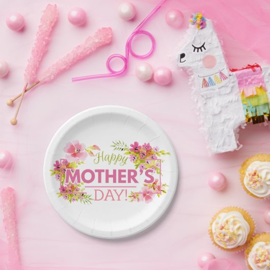 フローラエレガントハッピーマザーズデイ |紙プレート ペーパープレート (パーティー)