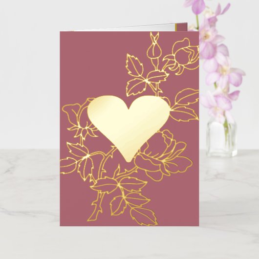 フローラエレガントハートパーソナライズされたフォイルカード 箔シーズンカード (蘭)