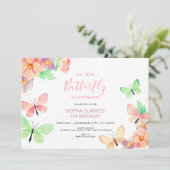 フローラエレガントバタフカスタムァイ写真第1誕生日 招待状 (スタンド正面)