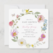 フローラエレガントバタフライベビーシャワー招待状 招待状 (正面)