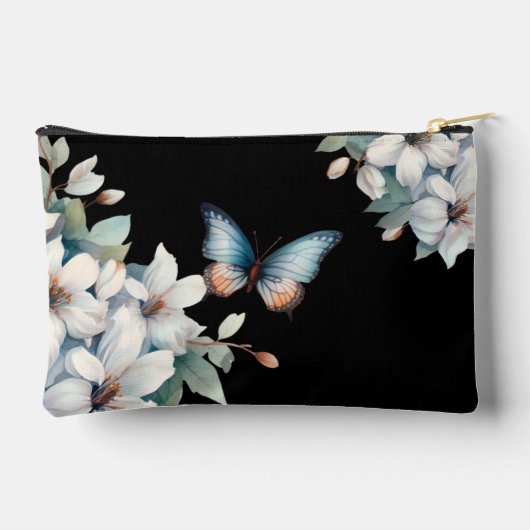 フローラエレガントバタフライメイクアップバッグ アクセサリーポーチ (裏面)