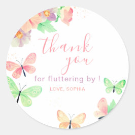 フローラエレガントバタフライ誕生日 ラウンドシール