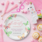 フローラエレガントバタフライ1日の誕生日 ペーパープレート (パーティー)