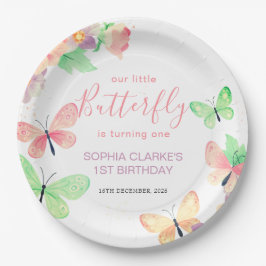 フローラエレガントバタフライ1日の誕生日 ペーパープレート