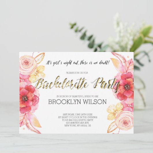 フローラエレガントバチェロレッテ招待状金箔 招待状 (スタンド正面)