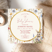 フローラエレガントバニーベージュベビーシャワー 招待状