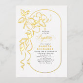 フローラエレガントバプテスマ金ゴールド 箔招待状 (正面)