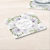 フローラエレガントバプテスマ《キリスト教》洗礼式や命名式スクリプト スクエアペーパーコースター (アングル)