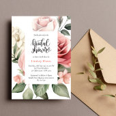 フローラエレガントバラグリーナリーブライダルシャワー 招待状