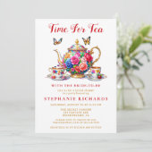 フローラエレガントバラティーポットティーパーティーブライダルシャワー 招待状 (スタンド正面)