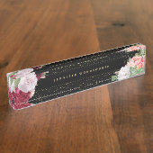 フローラエレガントバラピンクブルガンディブラック デスクネームプレート (側面)